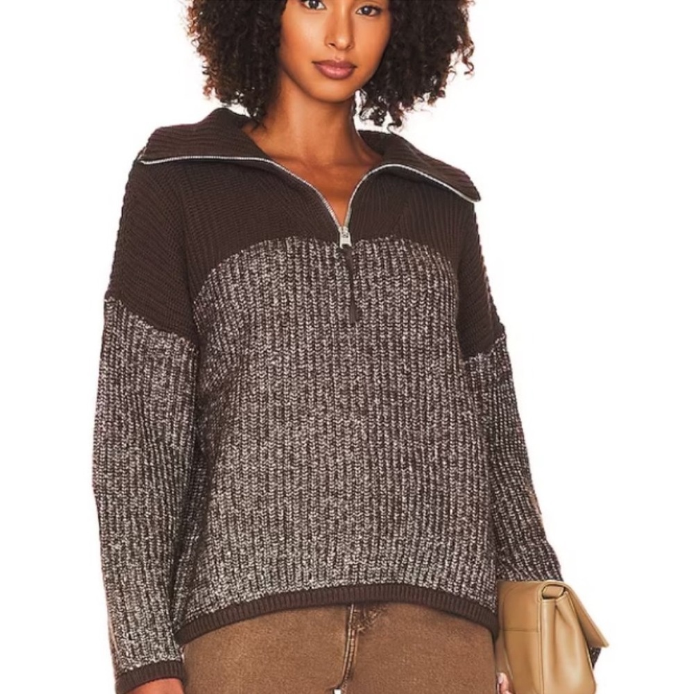 VARLEY Willard Half-Zip Brown Chunky Sweater Size M